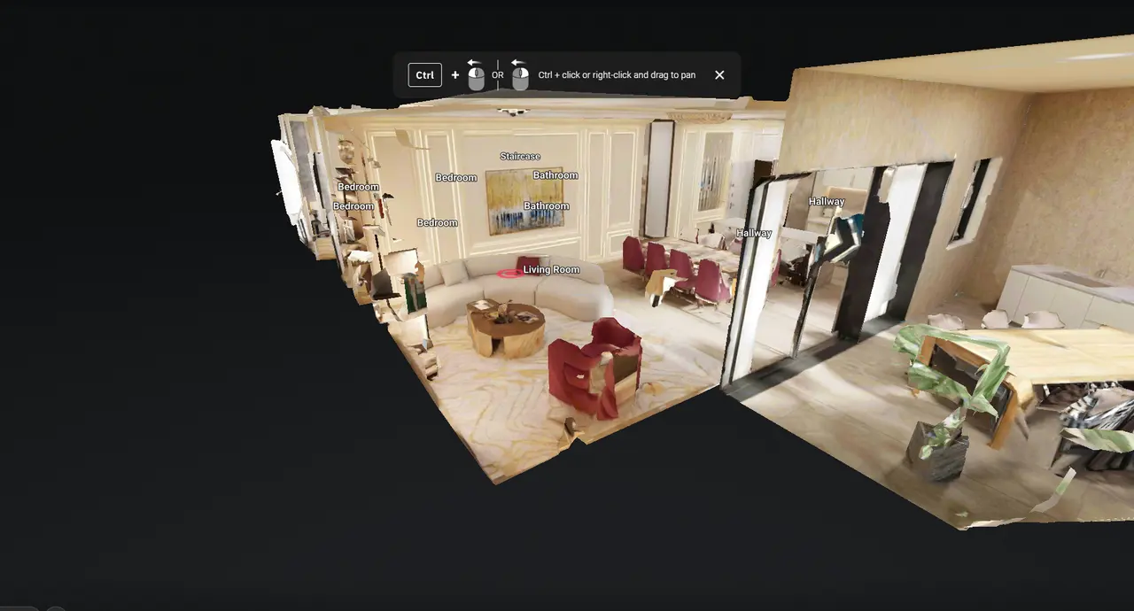 Dollhouse view from the digital twin of an apartment in an ARMOND project, Ashdod
